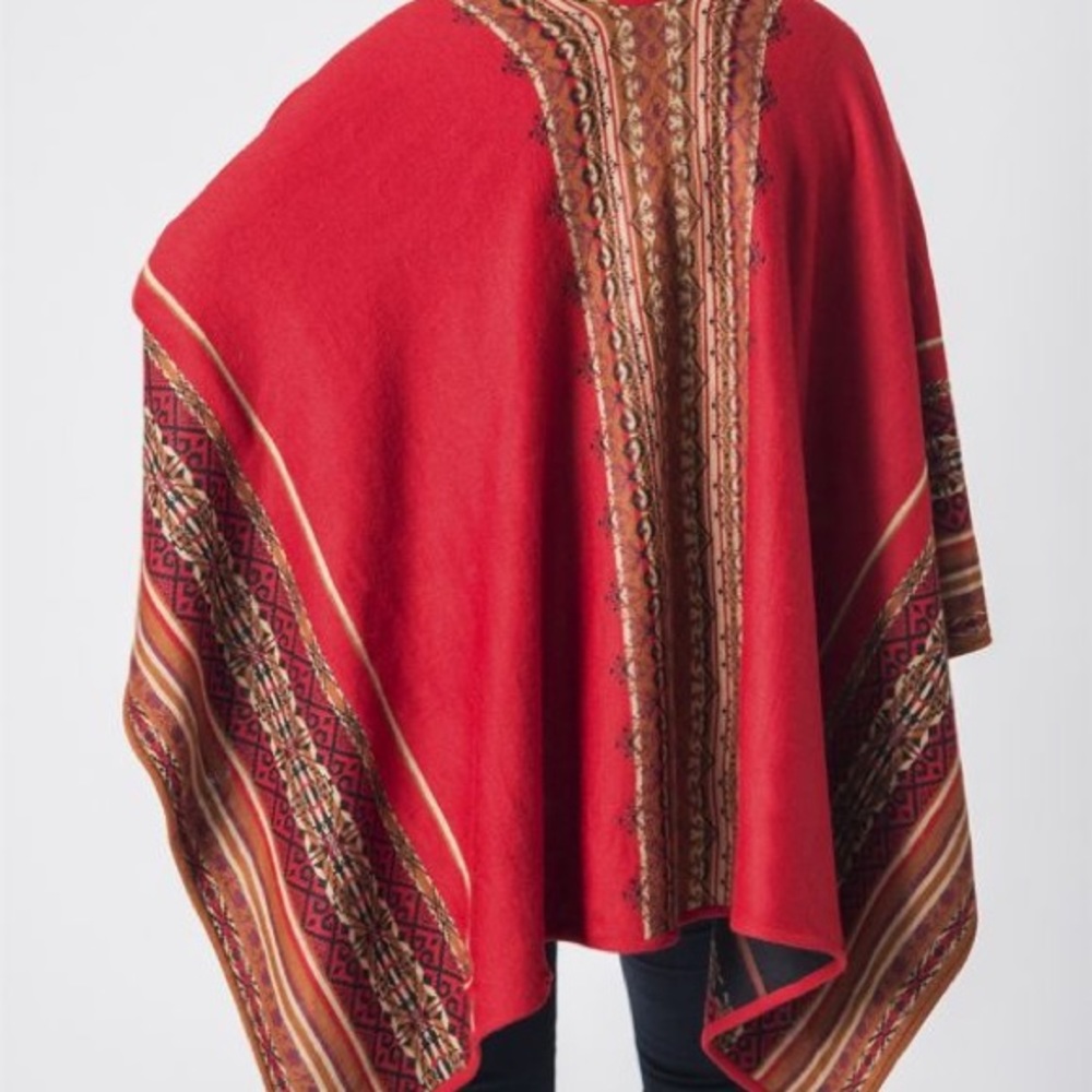 **SOLD** Stunning Reversible Alpaca Ruana *HP* - Picture 4 of 7